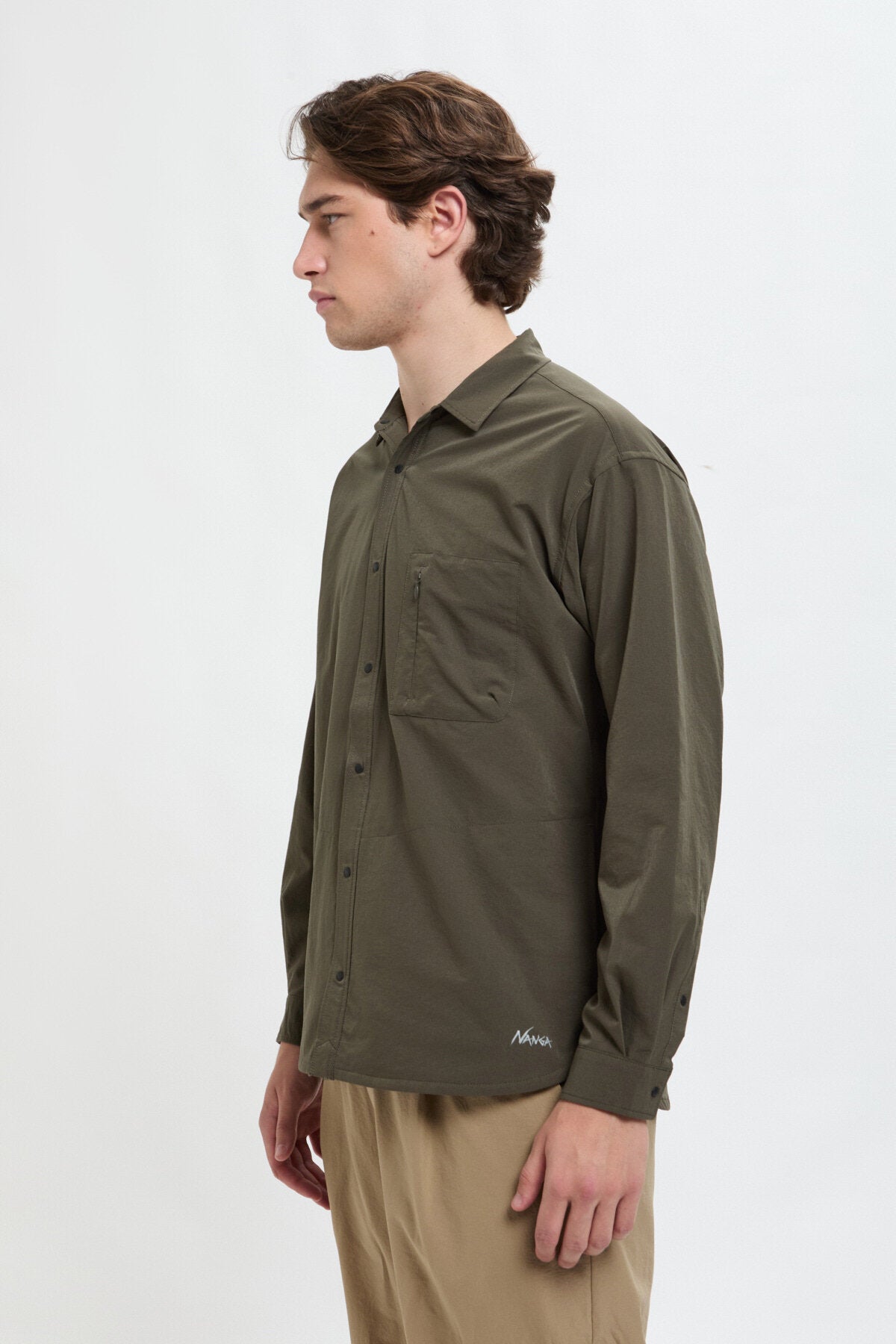 Dot air comfy long sleeve shirt Khaki by Nanga | Men | WP Store