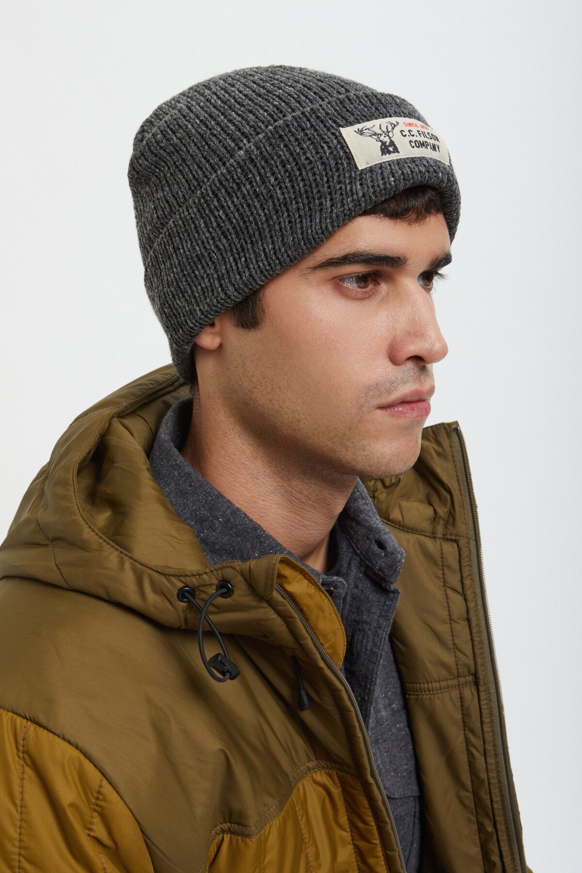 LINED RAGG WOOL BEANIE Charcoal black by Filson Man Men WP Store