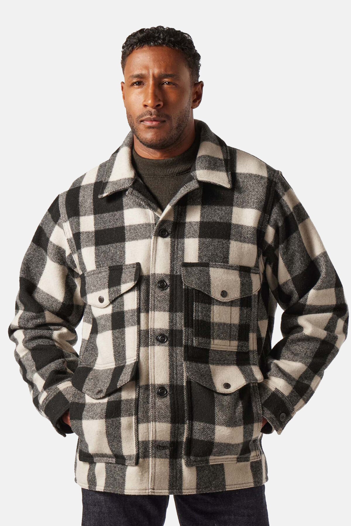 MACKINAW WOOL CRUISER JACKET Natural / black heri by Filson