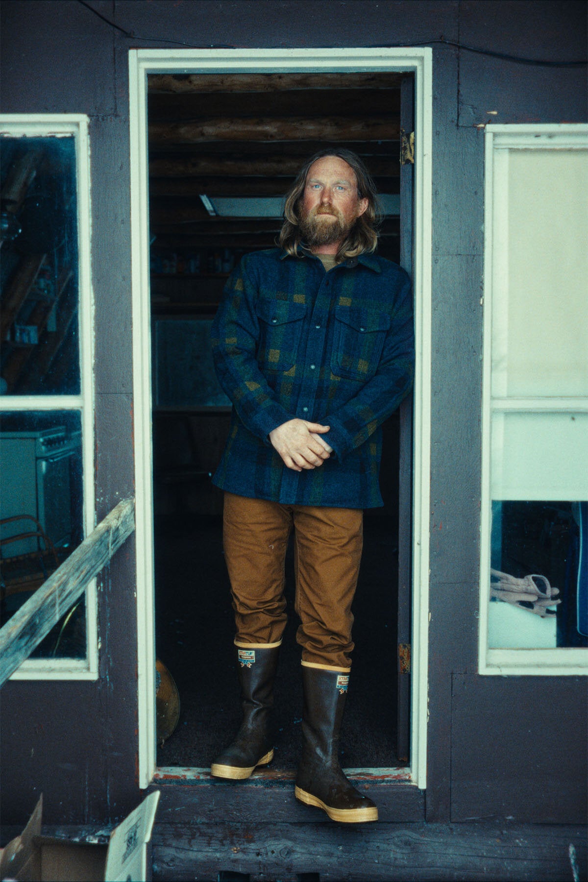 LINED MACKINAW WOOL JAC-SHIRT Teal / ochre plaid by Filson