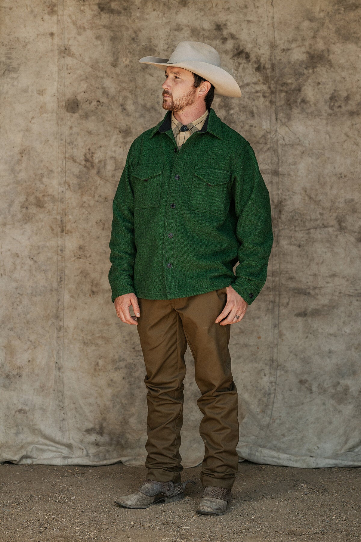 MACKINAW WOOL JAC-SHIRT Kelly green black by Filson Man Men