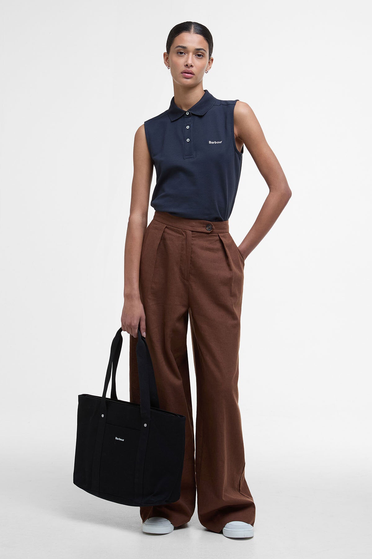 Bowford Sleeveless Polo Shirt Navy by Barbour Lady Women WP Store