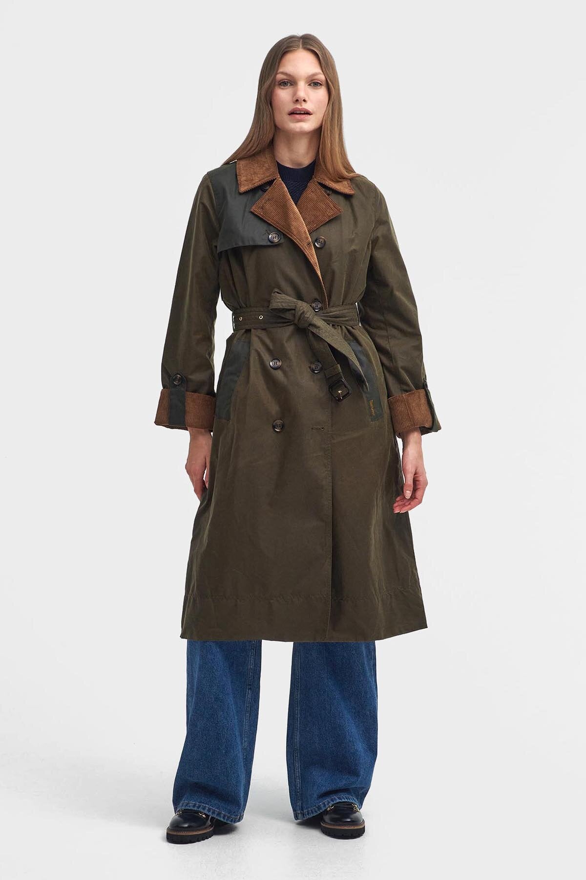 BARBOUR 18SS Big Whitley Trench Coat-38 Brackley Waxed Trench Coat