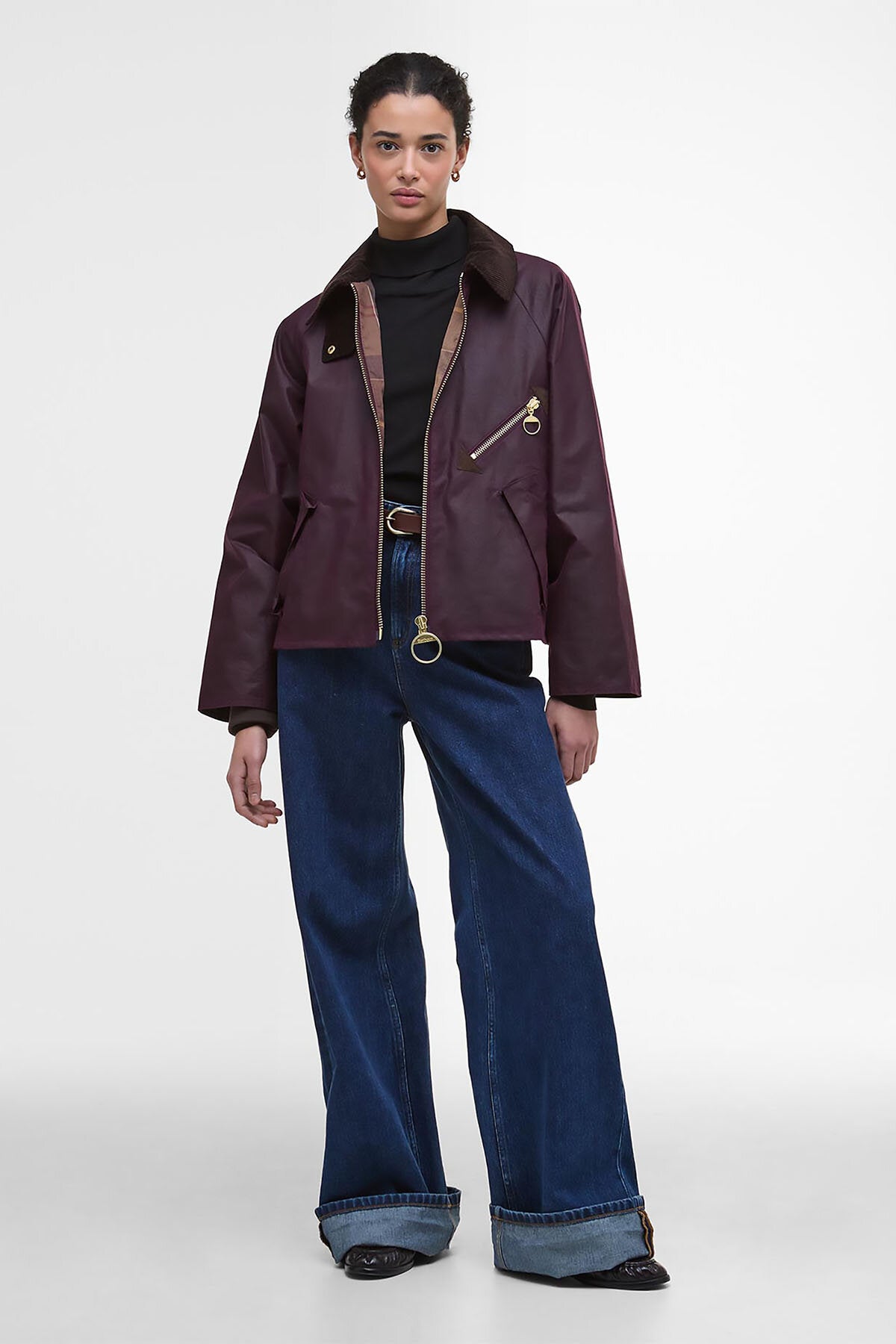 Arlene Waxed Jacket Merlot/muted tartan by Barbour Lady | Women