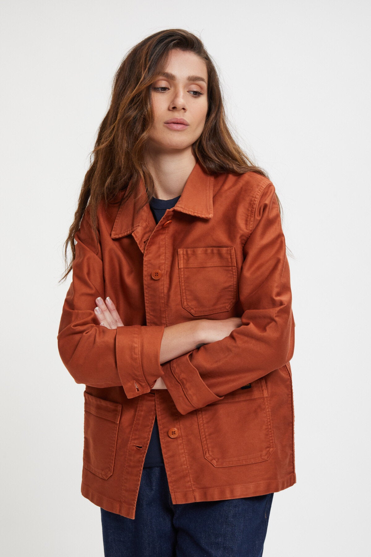 Moleskin Work Jacket Brick by Le Mont Saint Michel Women WP Store