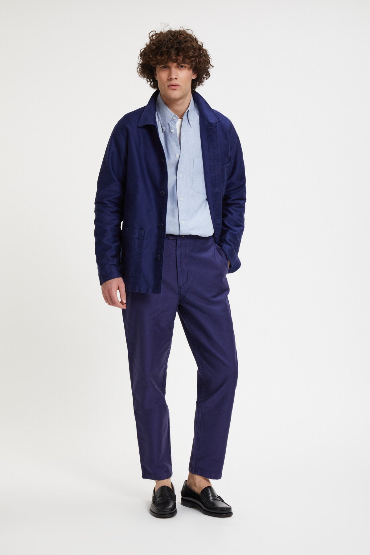 Perig Moleskin Wide Work Pant Blue by Le Mont Saint Michel | Men