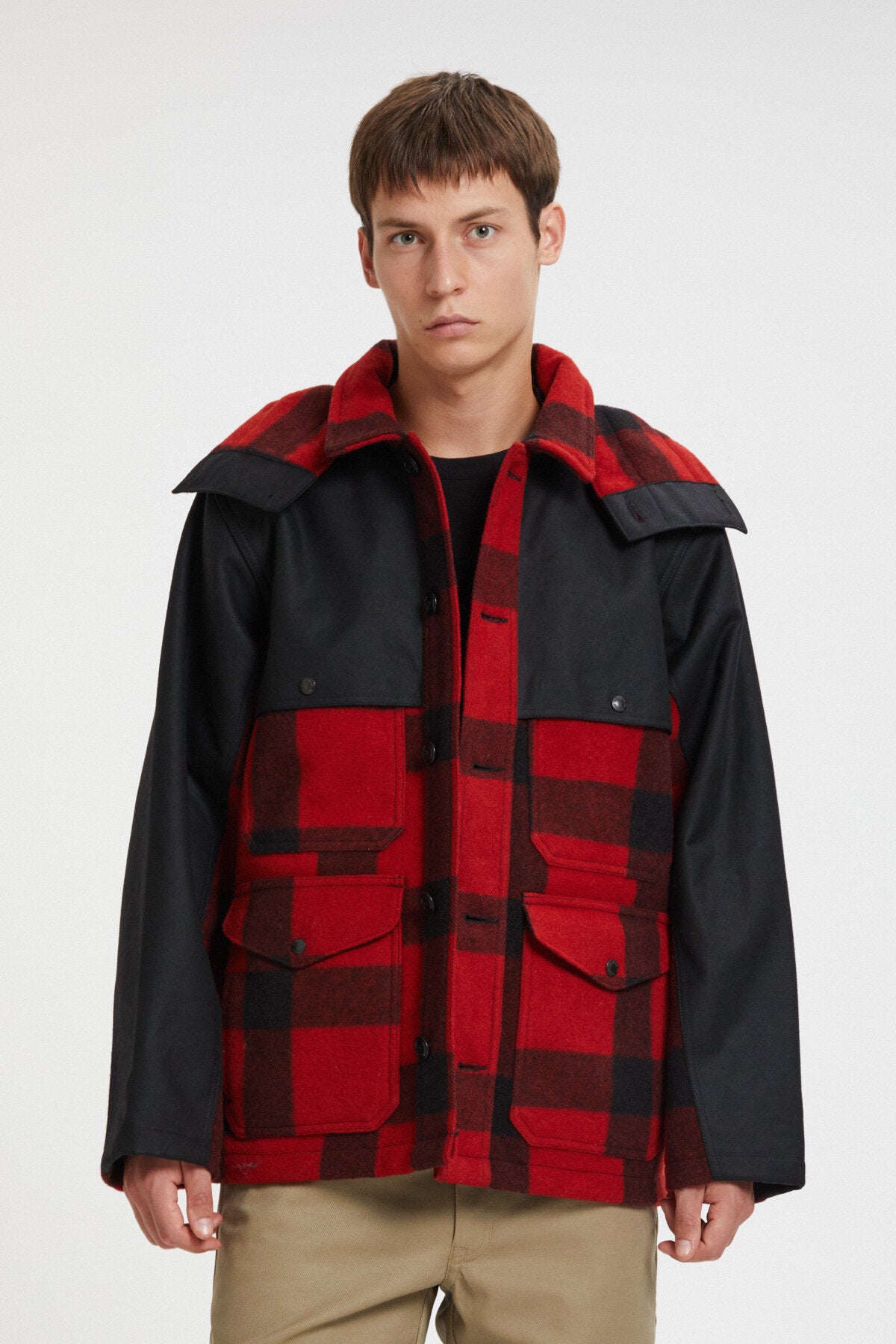 MACKINAW WOOL DOUBLE COAT Red black classic pl by Filson Man | Men