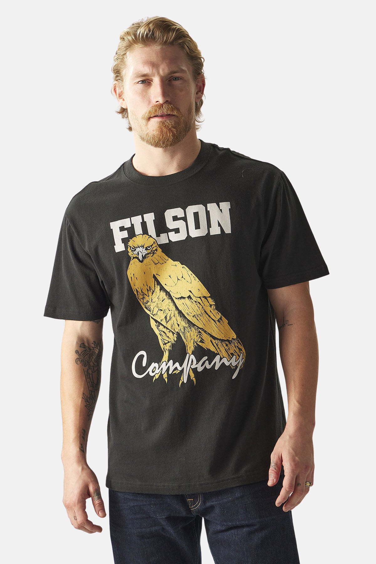 S/S PIONEER GRAPHIC T-SHIRT Black / bird of prey by Filson Man