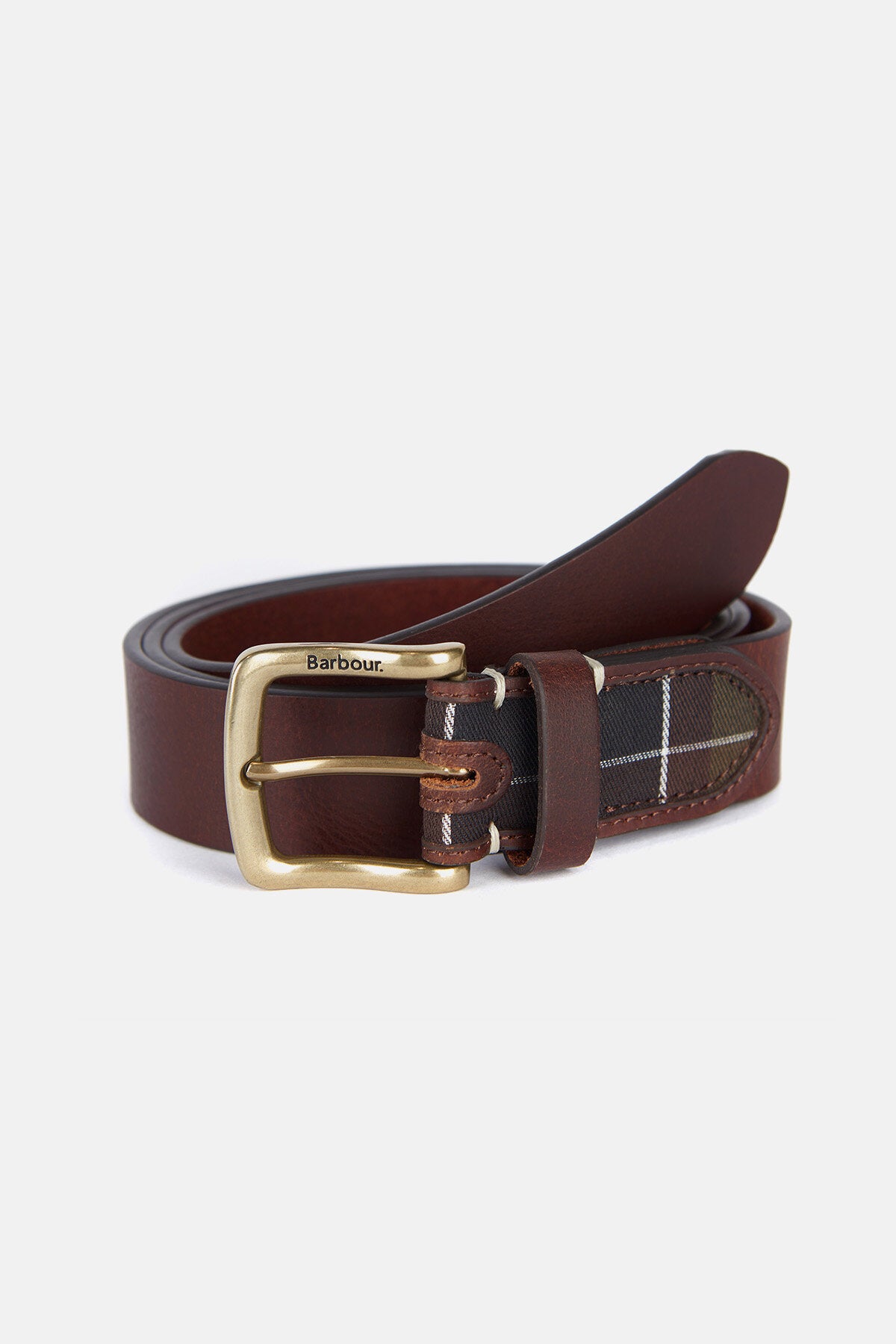 Barbour Tartan Leather Belt Brown by Barbour Men WP Store