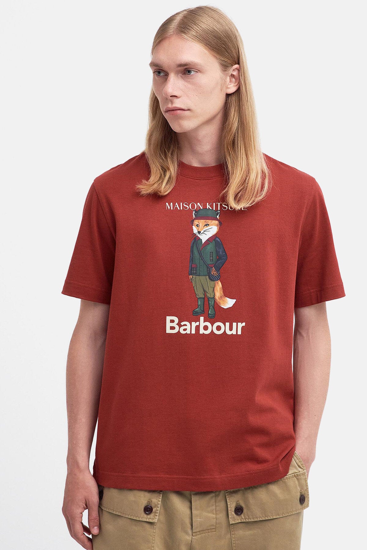 Barbour x Maison Kitsune Beaufort Fox T Shirt Burnt henna by Barbour Men WP Store