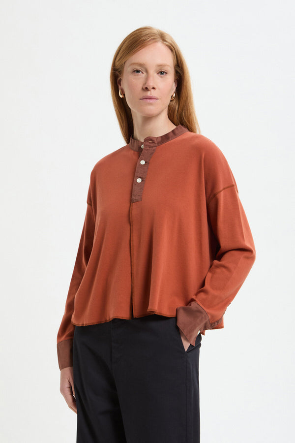 Round Collar Button Blouse