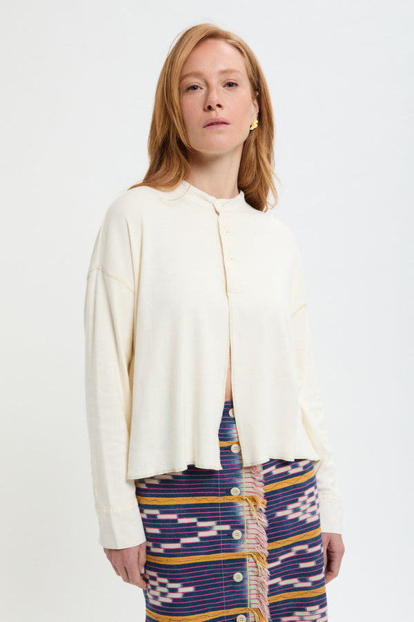 Round Collar Button Blouse