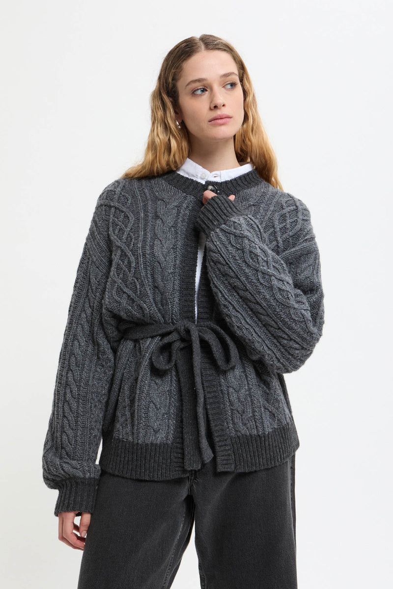 3G Two-Tone Aran Cardigan
