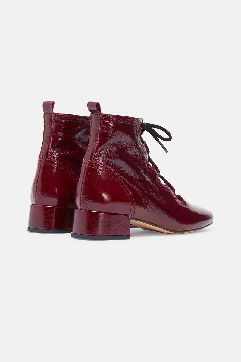 Elur Burgundy Gloss Ankle Boots