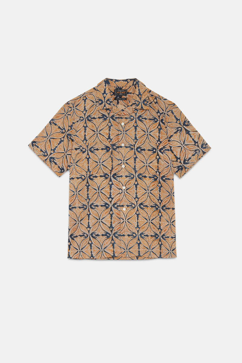 Open Collar Block Print Shirt