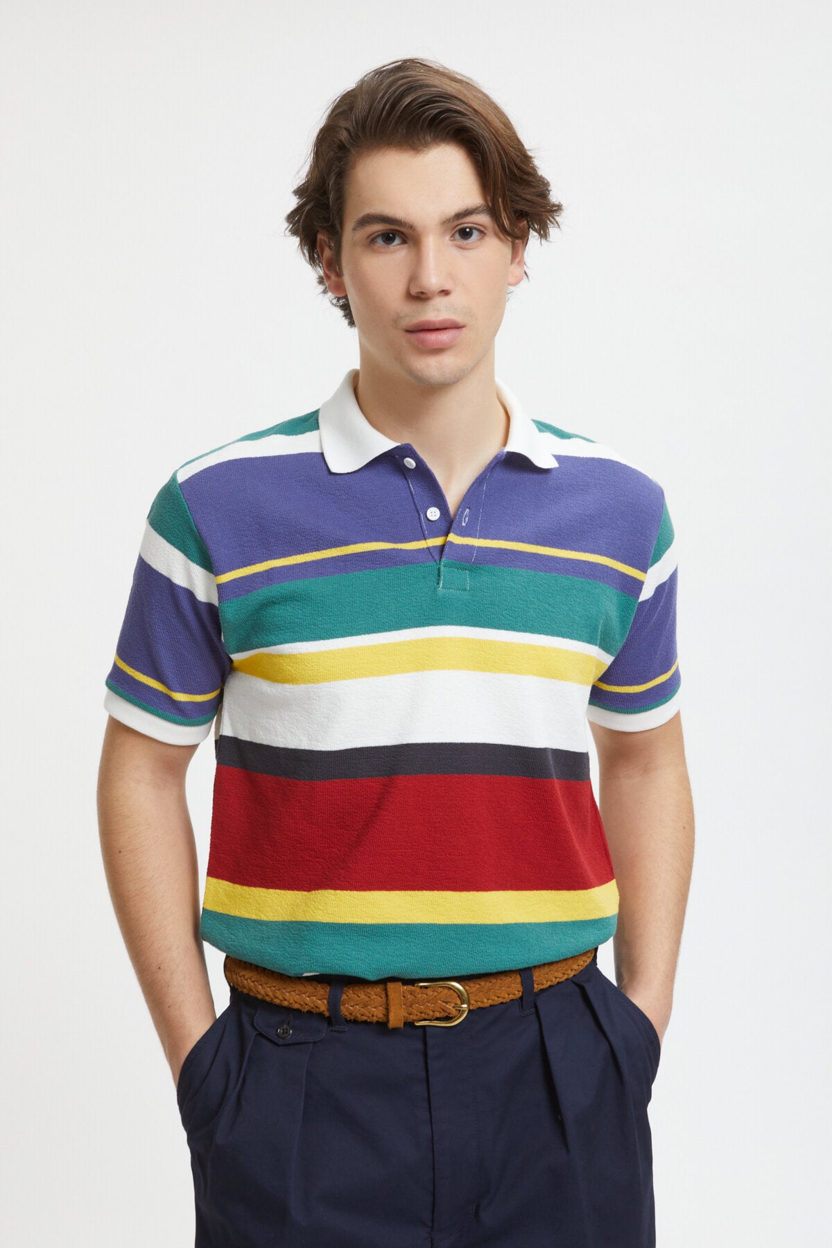 Inlay Stripe Polo White by Beams | Men | WP Store