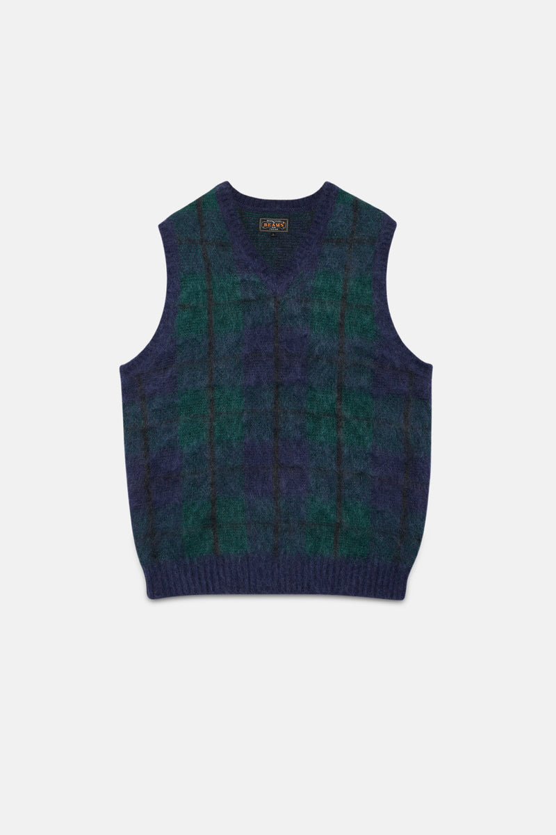 Gilet a scacchi in Mohair