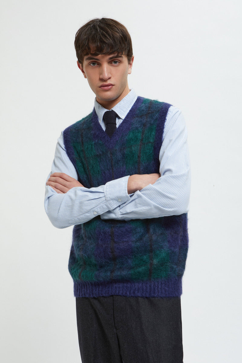 Gilet a scacchi in Mohair