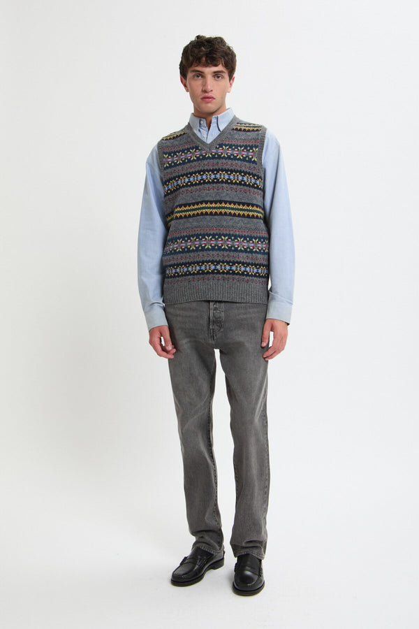 Gilet lavorato a maglia con motivo Fair Isle
