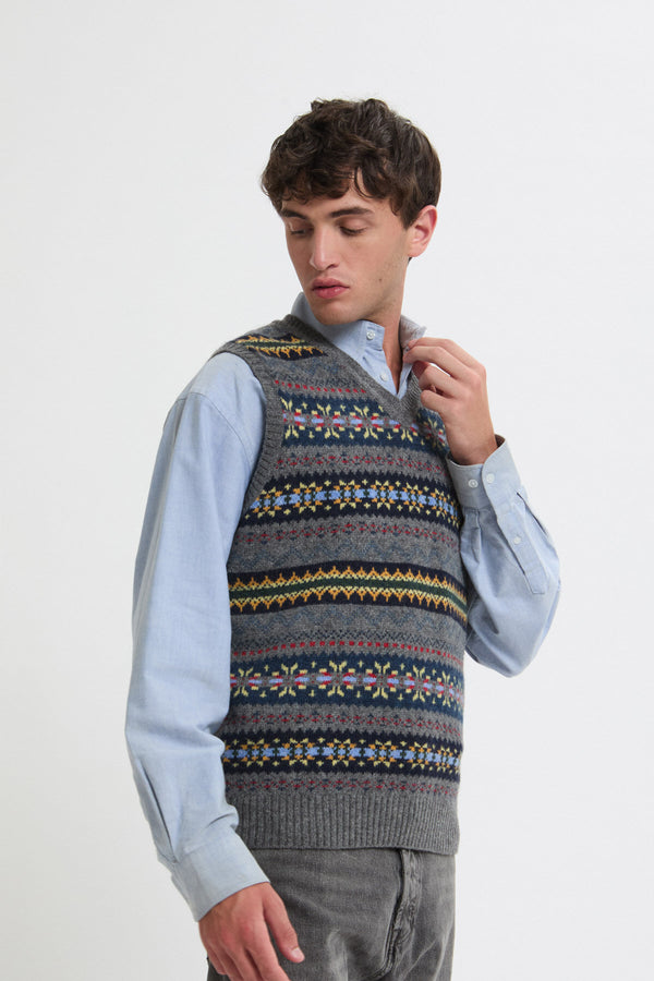 Gilet lavorato a maglia con motivo Fair Isle