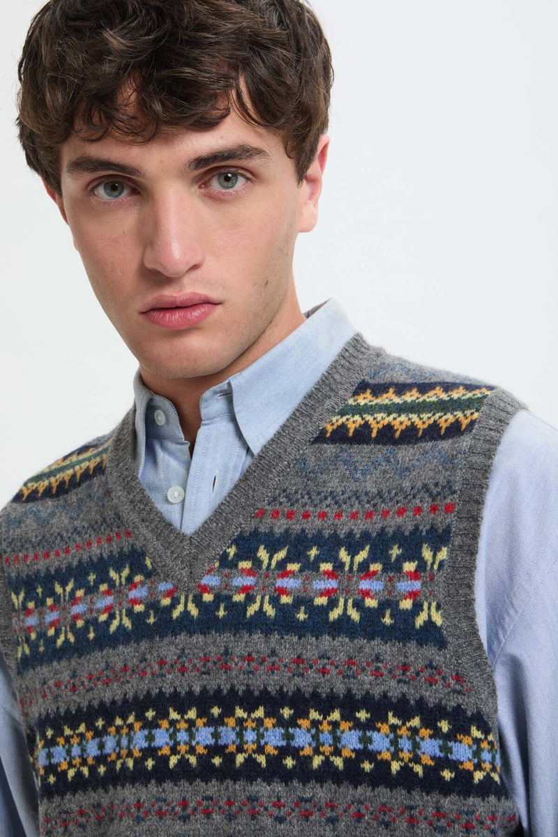 Gilet lavorato a maglia con motivo Fair Isle