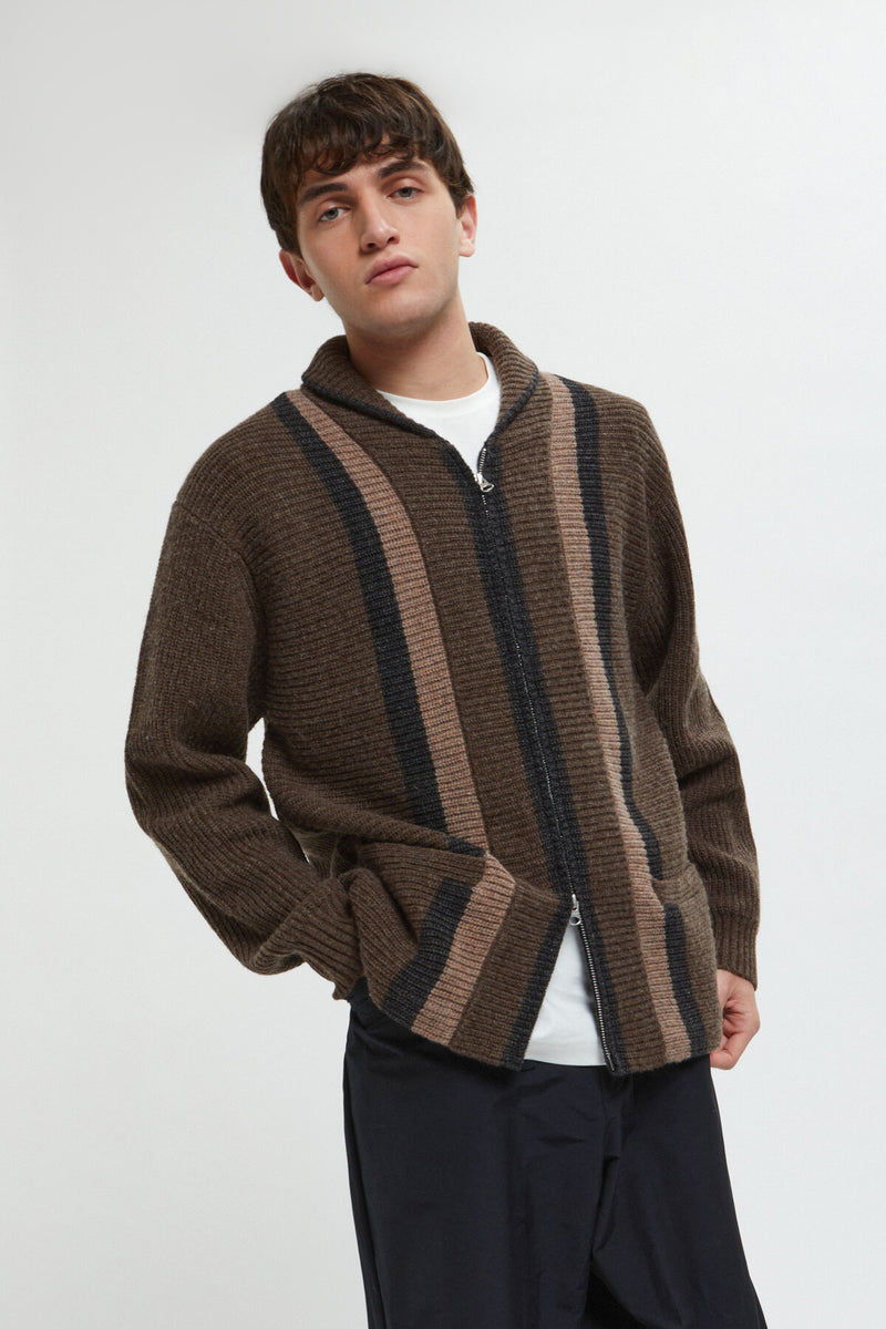 Full Zip Shawl Collar Knit