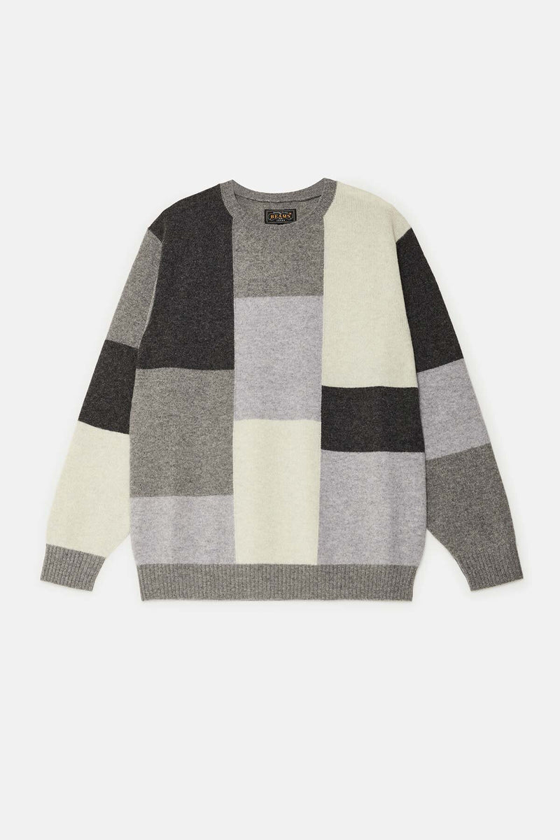 Maglione girocollo Intarsia con pattern nero