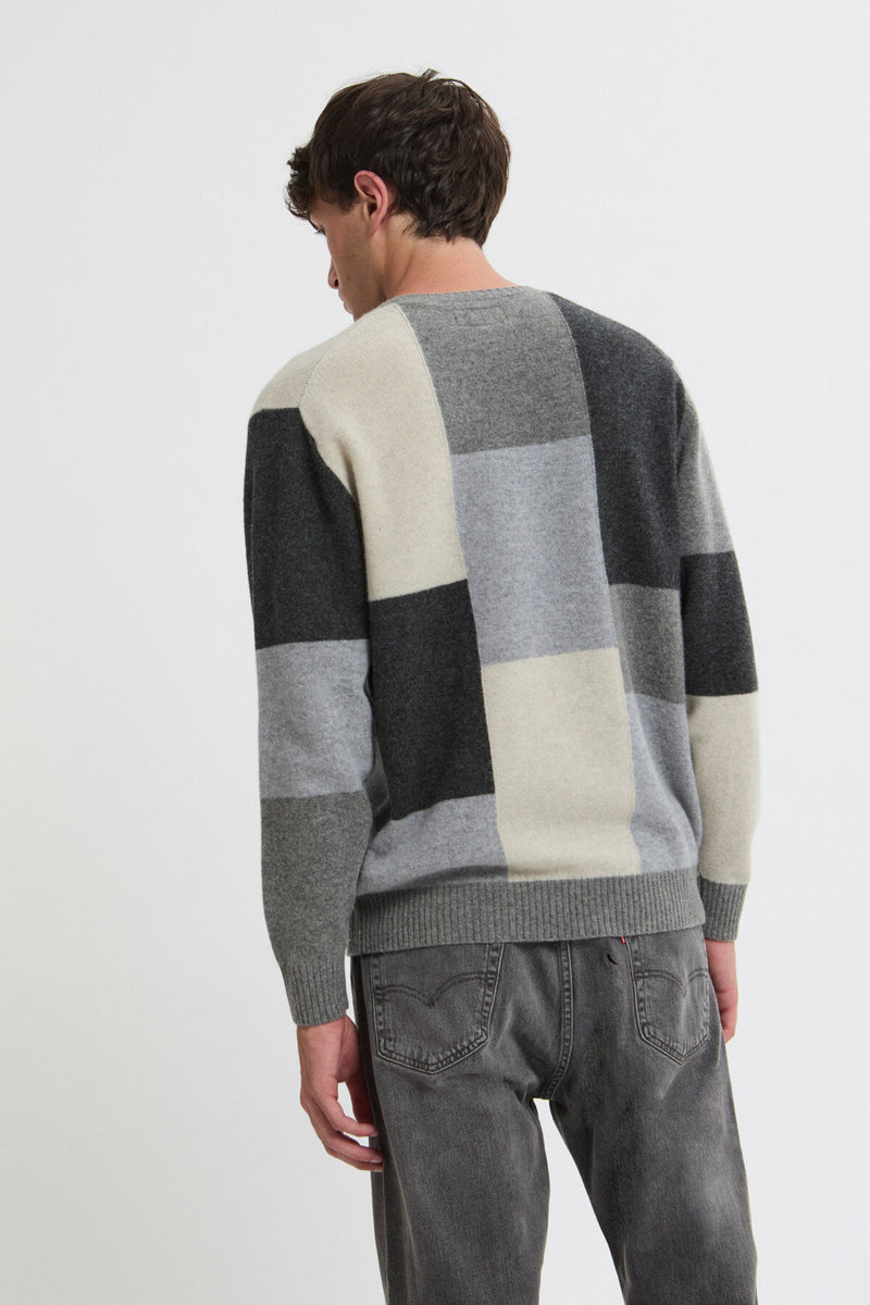 Maglione girocollo Intarsia con pattern nero