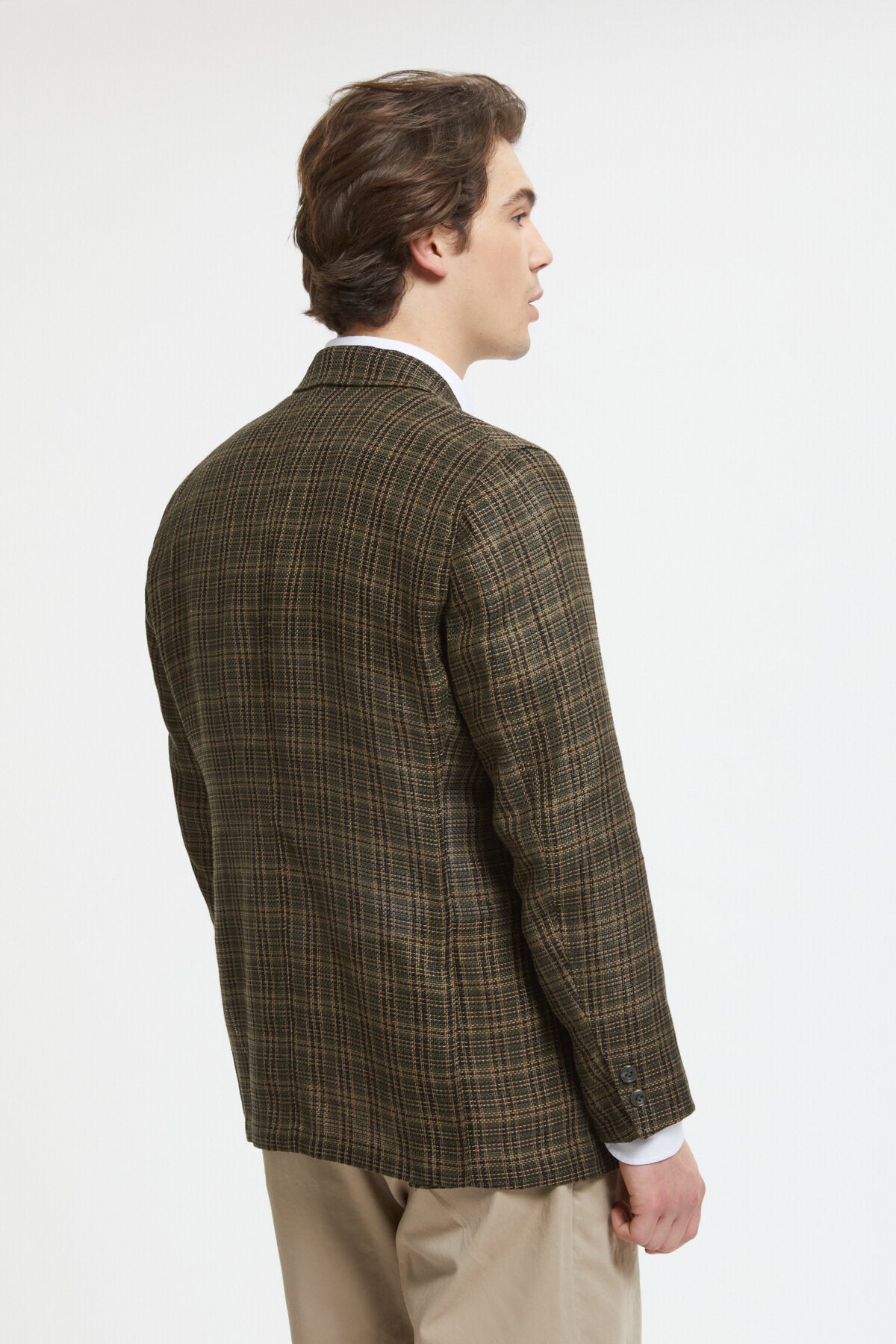 4B Double Breasted Linen Blazer Olive by Beams | Men | WP Store
