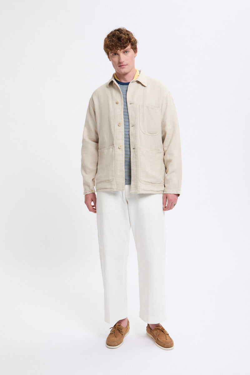Mil Chore Cotton Linen Jacket Off white by Beamsplus | Men | WP Store