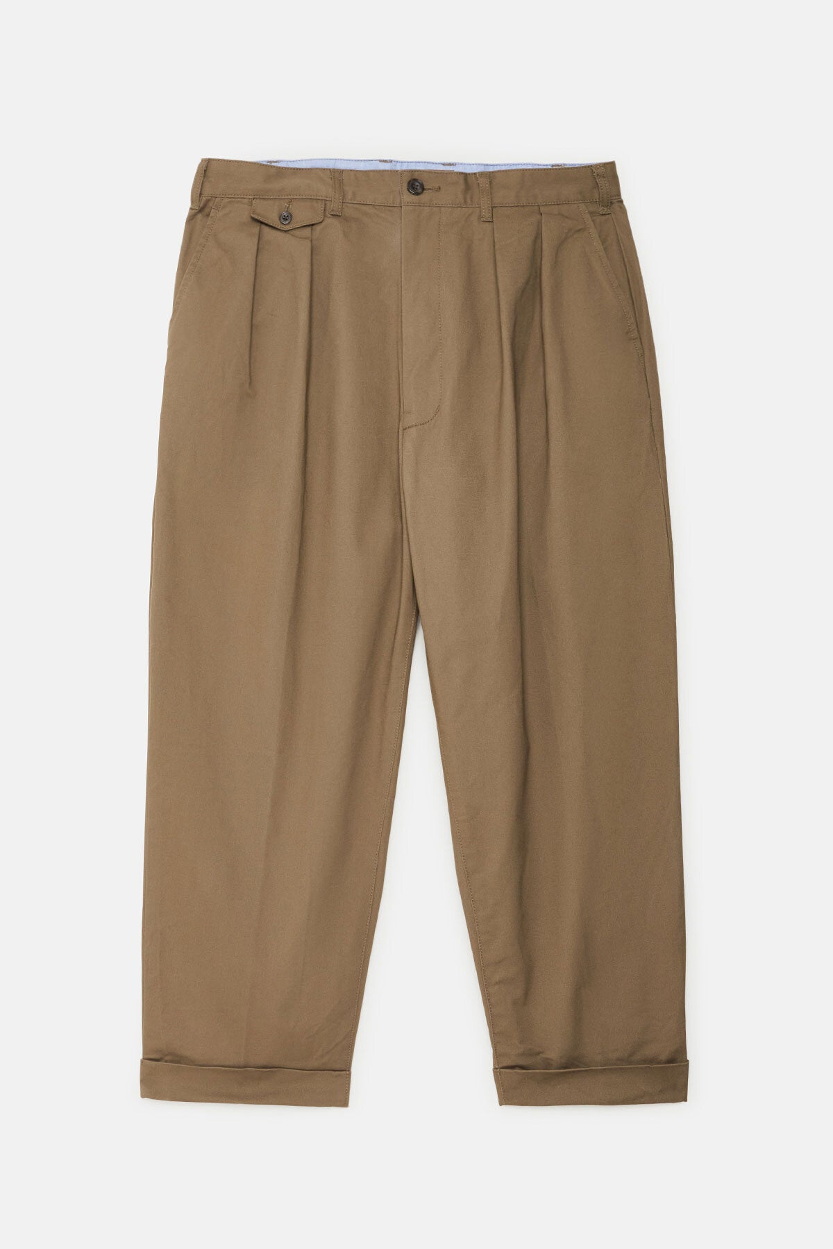 2 Pleats Tapered Twill Pants Olive by Beamsplus | Men | WP Store