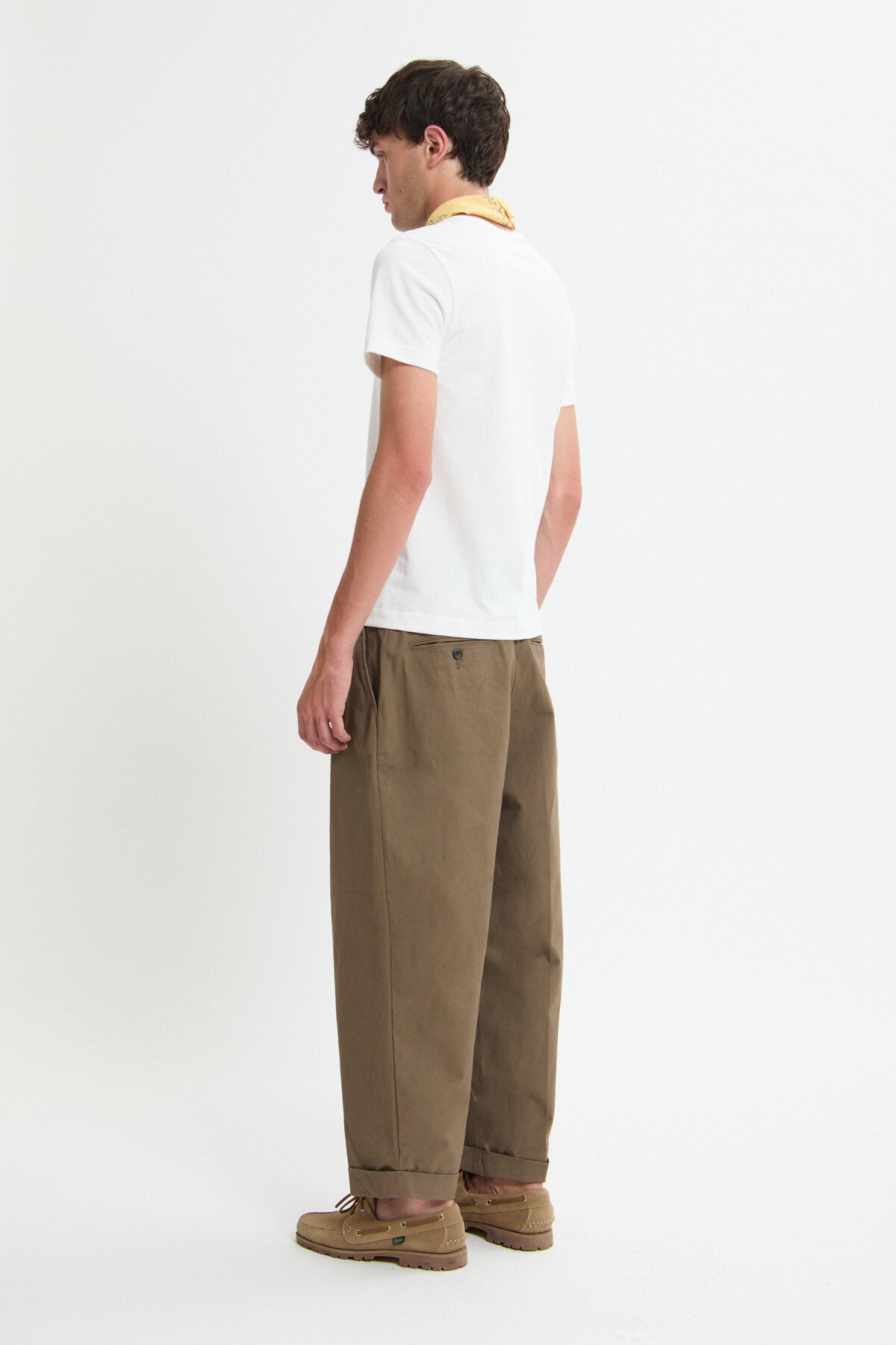 2 Pleats Tapered Twill Pants Olive by Beamsplus | Men | WP Store