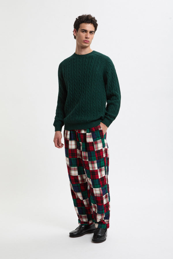 Pantaloni in Flanella Indiana con pieghe e vestibilità Rilassata