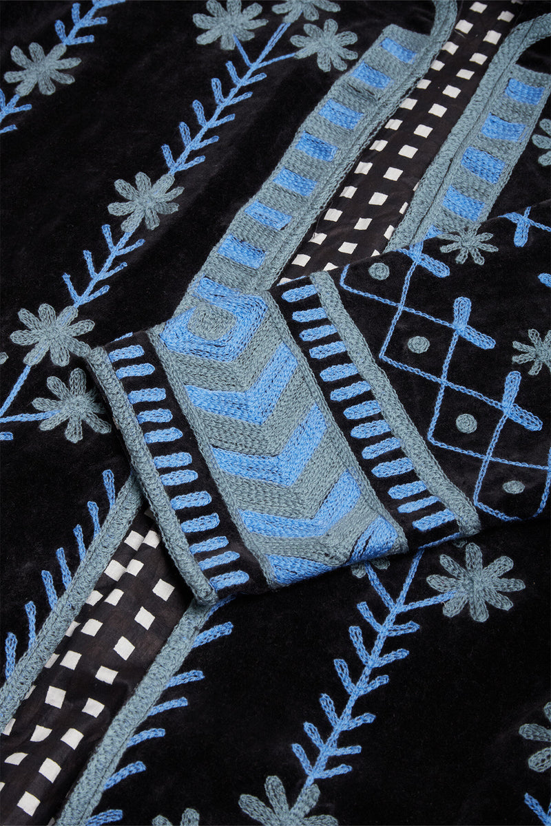 Long Velvet Embroidery Jacket