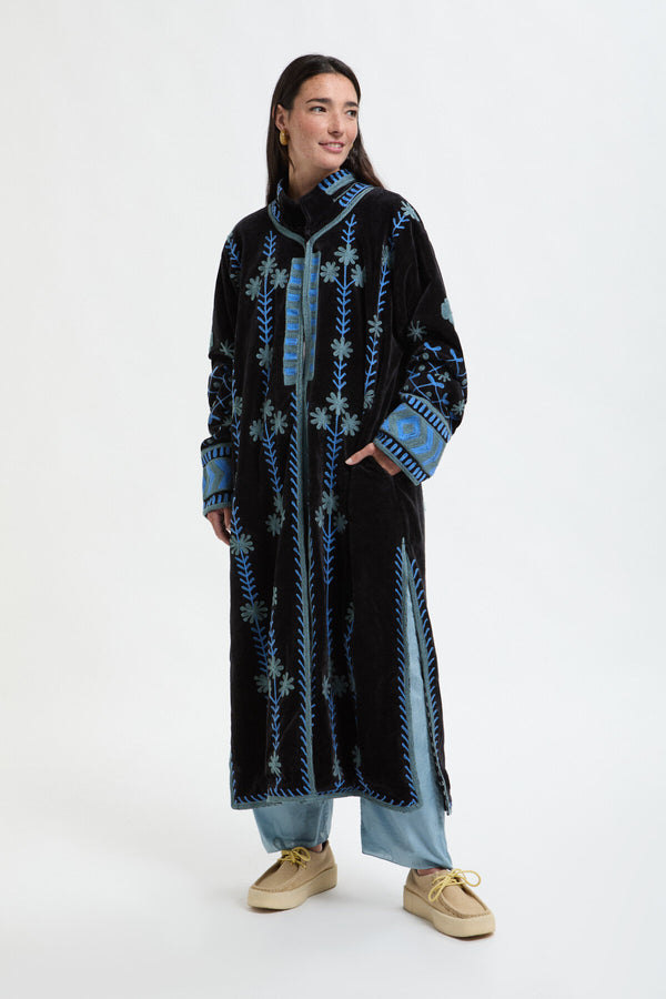 Long Velvet Embroidery Jacket