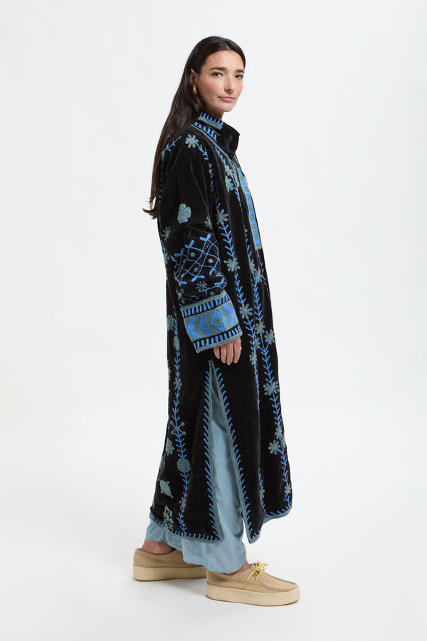 Long Velvet Embroidery Jacket