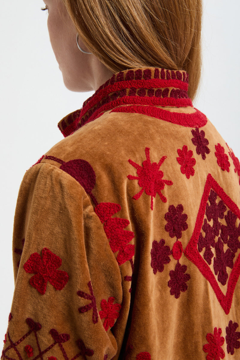 Long Velvet Embroidery Jacket
