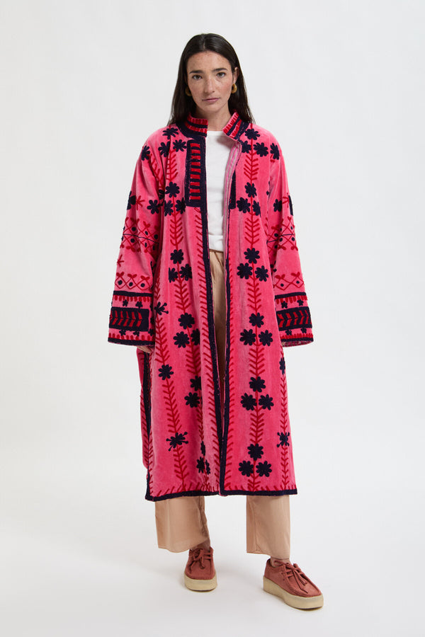 Long Velvet Embroidery Jacket