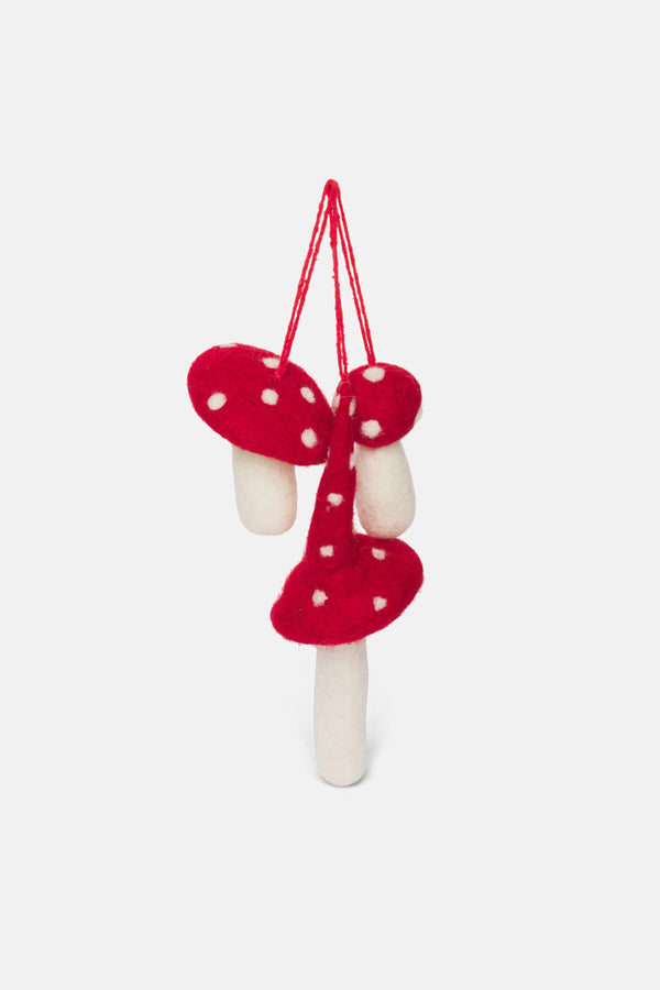 Decorazioni Natalizie Appese in Feltro Fatto a Mano: Set di 3 Funghi Selvatici e Storti
