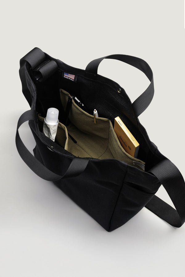 Multi-Pocket Bag Medium Black Nylon Canvas