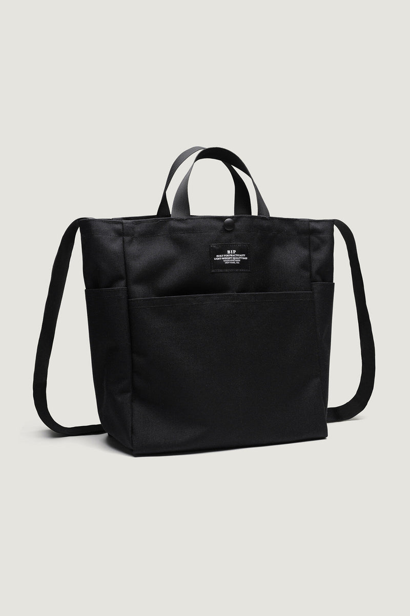 Multi-Pocket Bag Medium Black Nylon Canvas