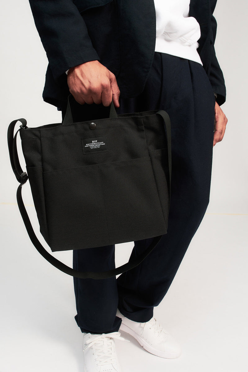 Multi-Pocket Bag Medium Black Nylon Canvas