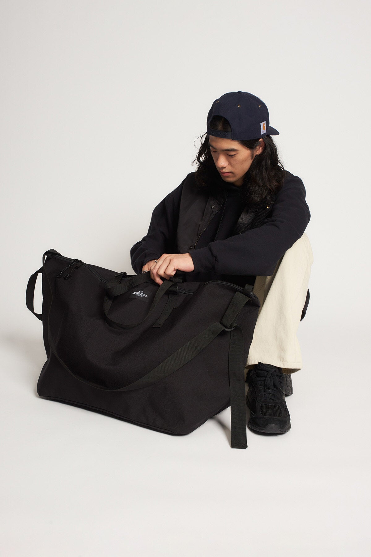 Traveler Duffle Large Bag Black Nylon Canvas Black by