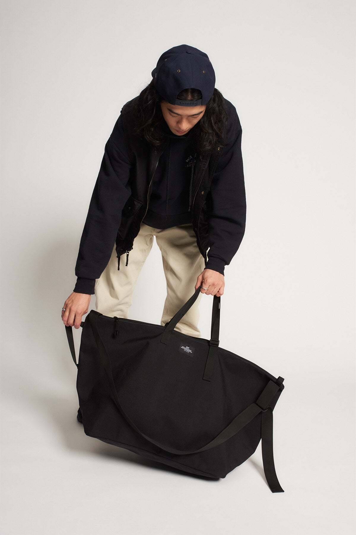 Traveler Duffle Large Bag Black Nylon Canvas Black by