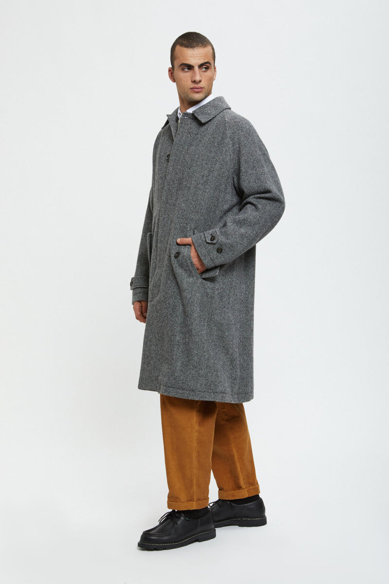 Pattern Wool Raglan Coat