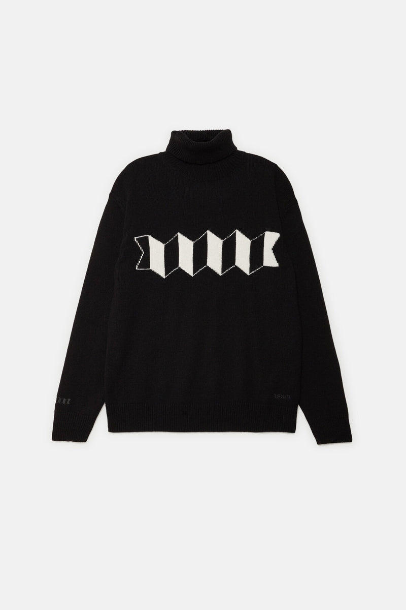 MAGLIONE A COLLO ALTO CON LOGO A FISARMONICA