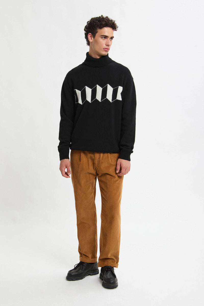 MAGLIONE A COLLO ALTO CON LOGO A FISARMONICA