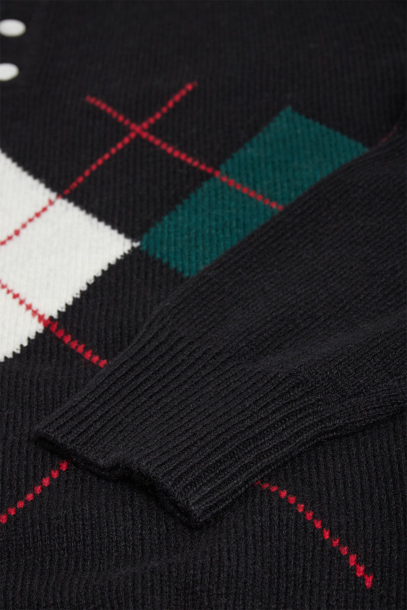 Polo in maglia con colletto e motivo a losanghe