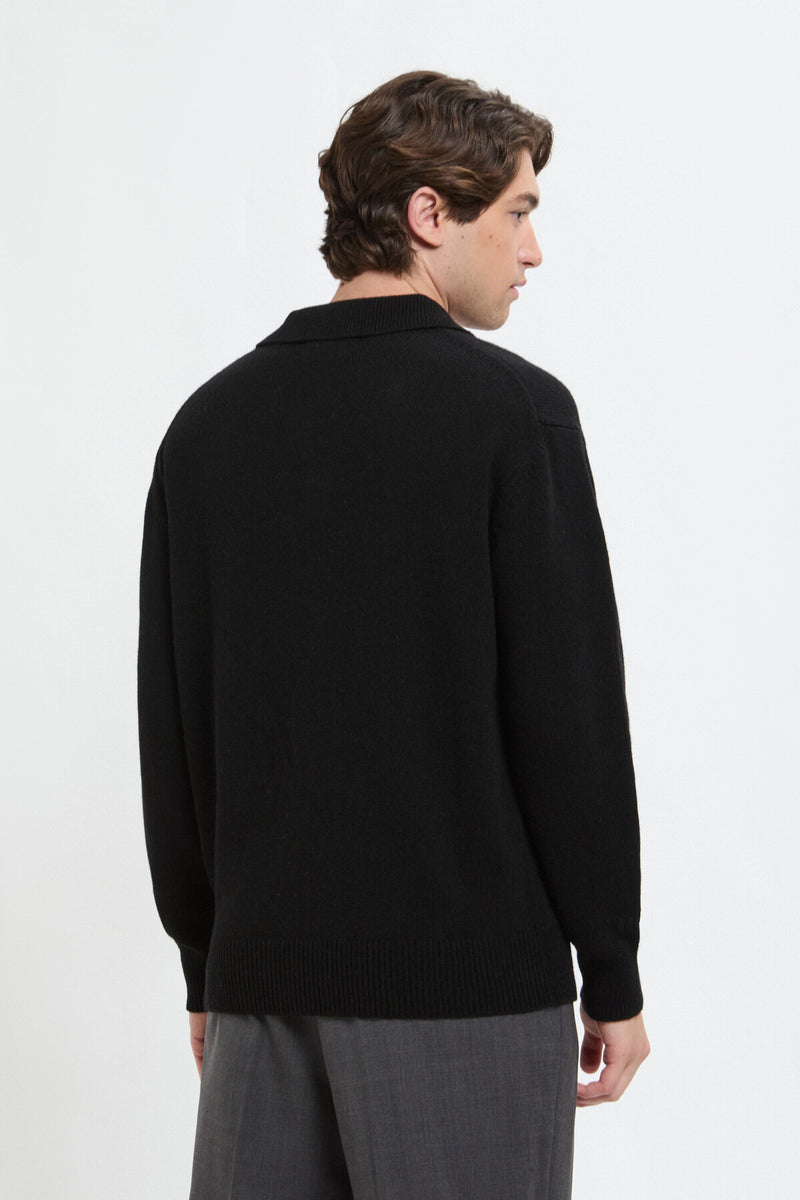 Polo in maglia con colletto e motivo a losanghe