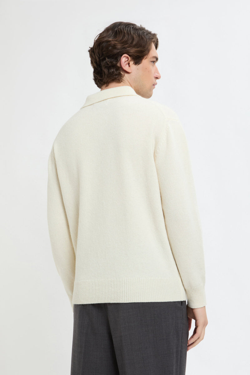 Polo in maglia con colletto e motivo a losanghe